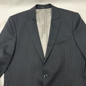 Versace collection blazer suit jacket size US 40 black blue pinstripes dual vent
